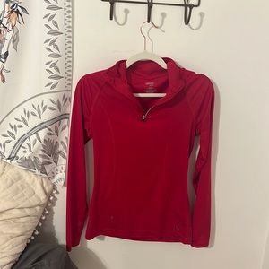 super cute red quarter zip long sleeve